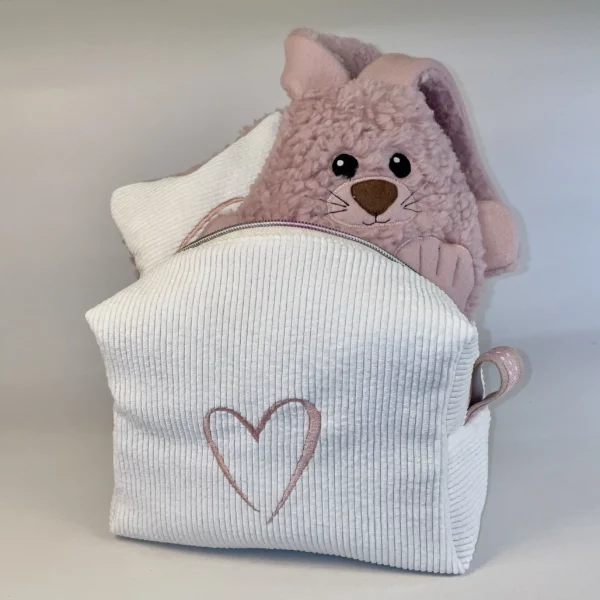 Geschenkeset zur Taufe mit Kuscheltier, Kirschkernkissen und praktischer Stofftasche